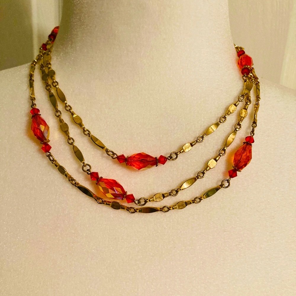 Vintage orange and gold necklace